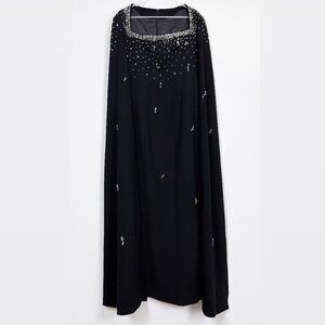 Product Seeker Dress Womens XL Black Jewel Cape Evening Cocktail Maxi Gown NWT